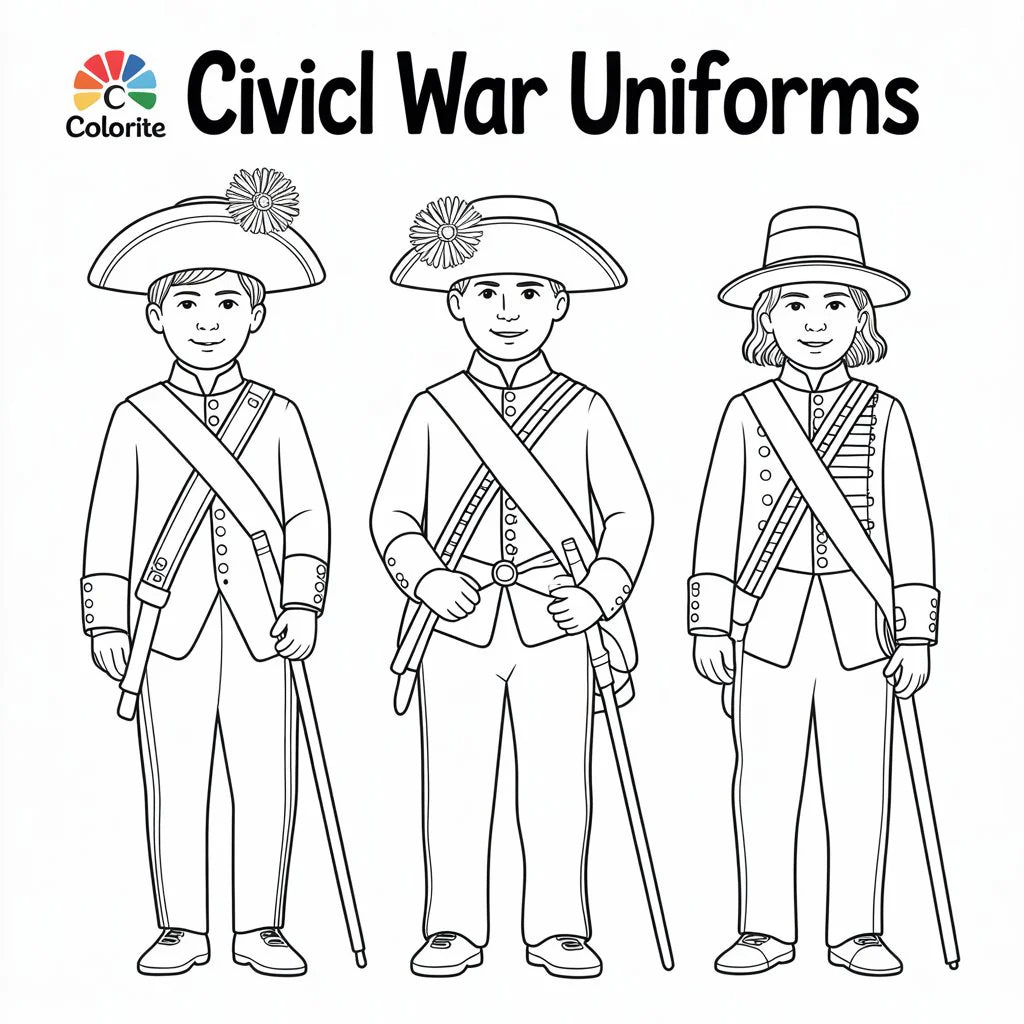 Civil War Uniforms – Historical Coloring Book (Digital Printable PDF)