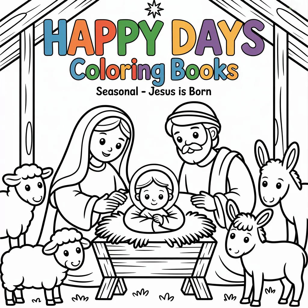 Happy Days Seasonal Smart Guide Coloring Book – Jesus Is Born (Digital Printable PDF)